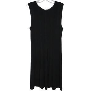 Theory Fit & Flare Knit Dress Stretch Tank Sleeveless Black Sz 4